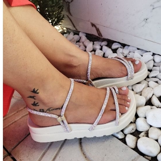 Sandália Feminina Papete Birken Strass Plataforma Pedraria Dedinho 2 em 1 Flatform Anabela tratorada em Oferta na Shopee