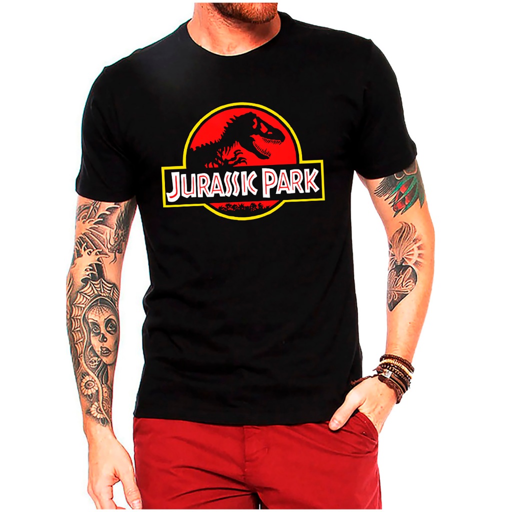 Camiseta Masculina Jurassic Park Filme Dinossauro 100% Algodão em Oferta na Shopee