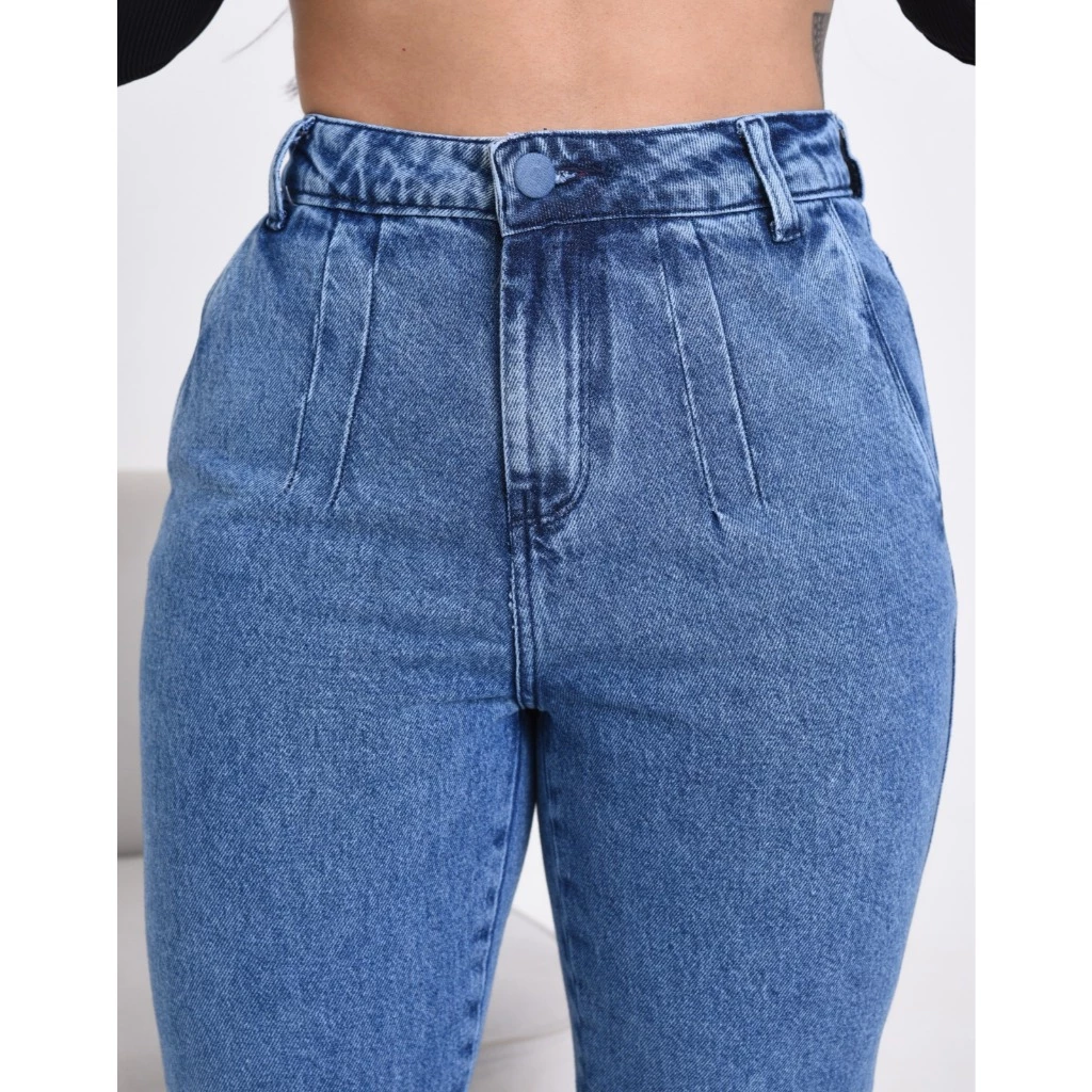 Calça Feminina Jeans MOM Premium Cintura Alta 100% Algodão LISA