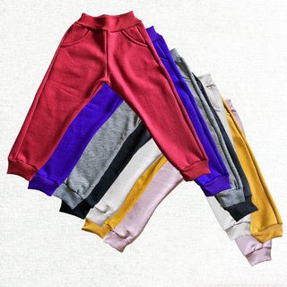 Calça de moleton infantil flanelado unisex em Oferta na Shopee