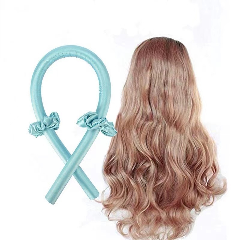 Modelador de Cachos Cabelo Curling Rod Cetim Sem Calor + 2 Scrunchies em Oferta na Shopee