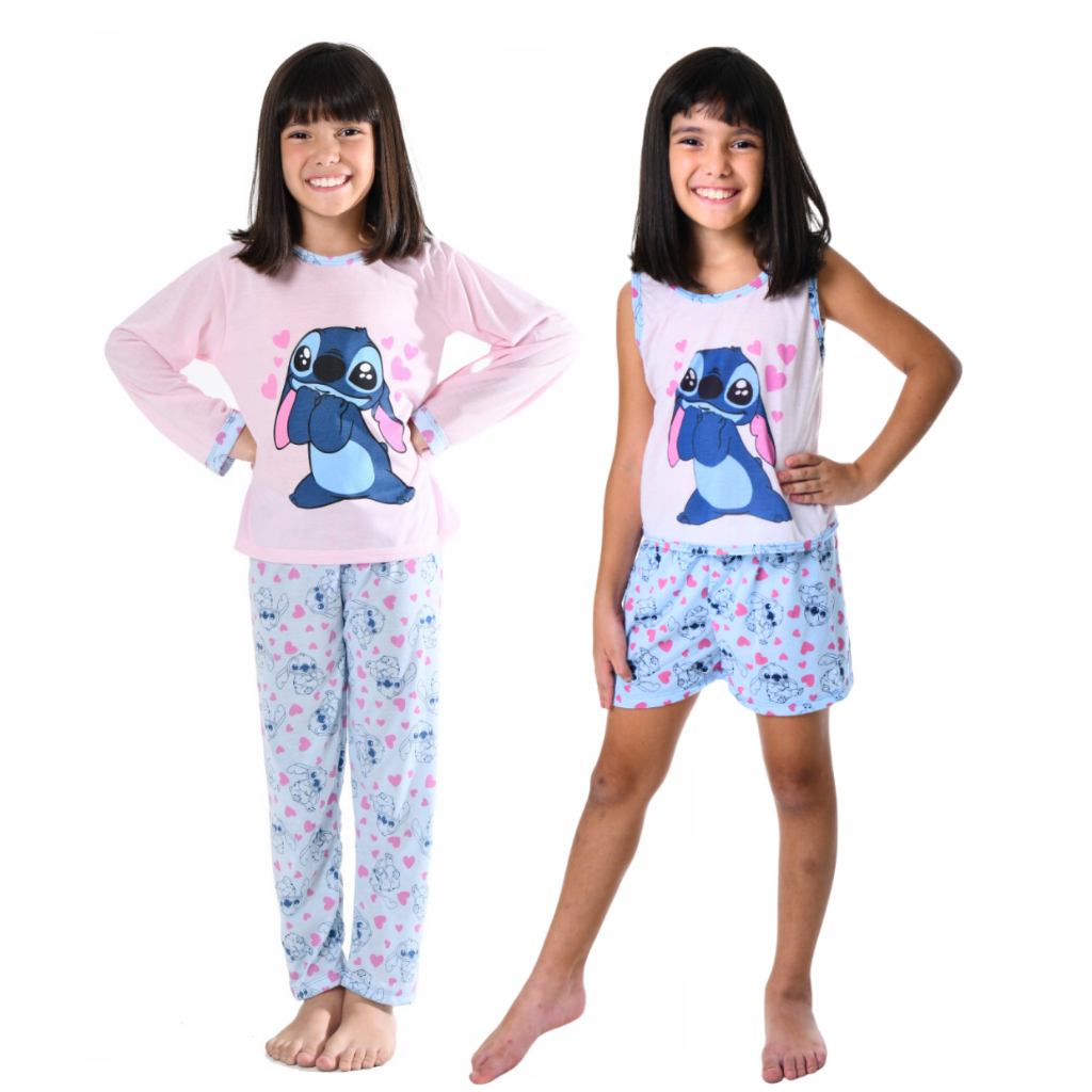 Kit 2 Pijamas Infantil Menina Longo E Curto Regata Verão Infantil Feminino Manga Longa Inverno em Oferta na Shopee