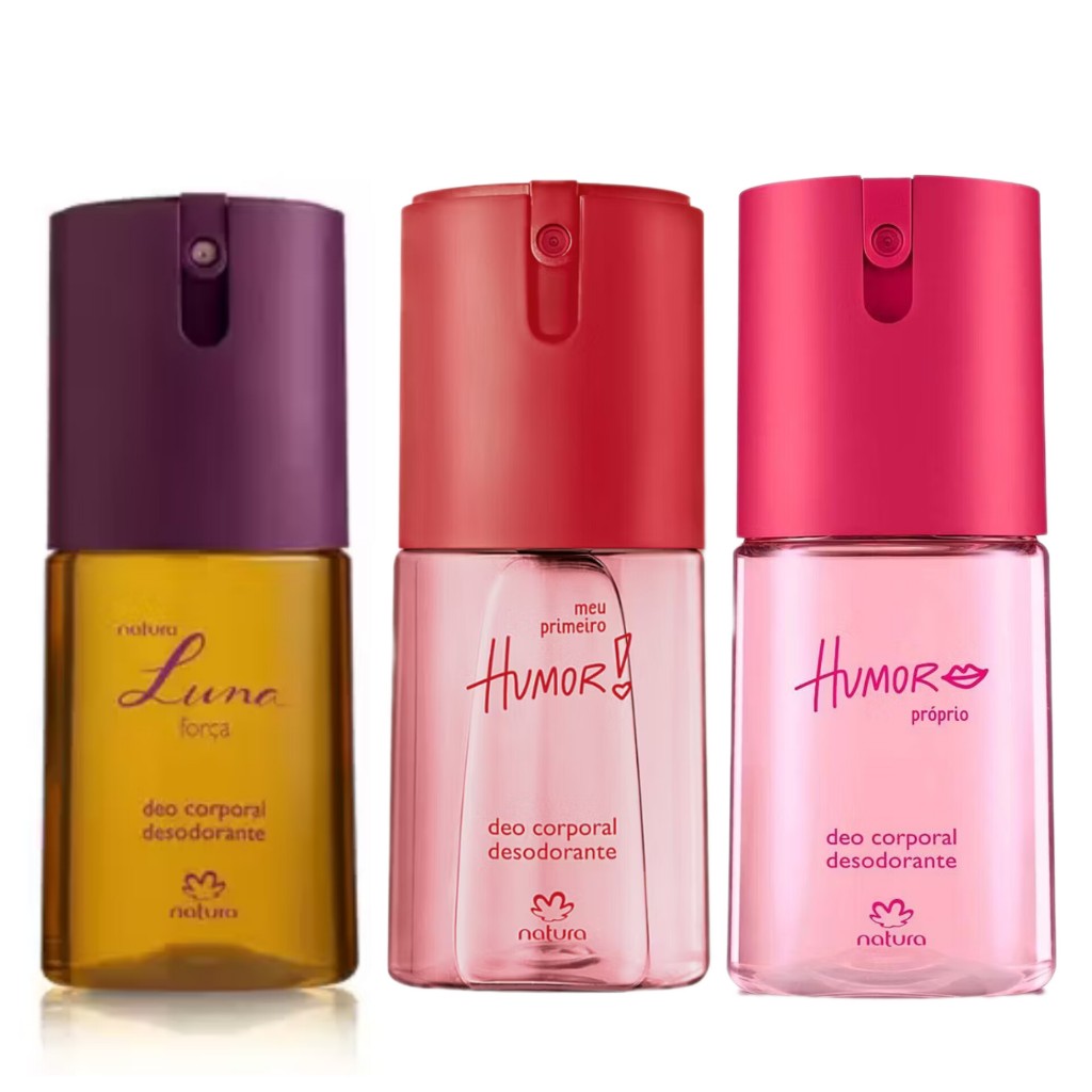 Kit trio deo corporal luna força + humor próprio+ meu primeiro humor 100ml cada