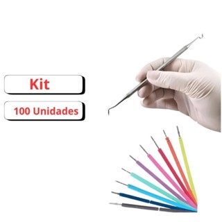 Kit 100 Borrachinhas Escolha as Cores + Aplicador Inox Profissional Melhor Qualidade em Oferta na Shopee