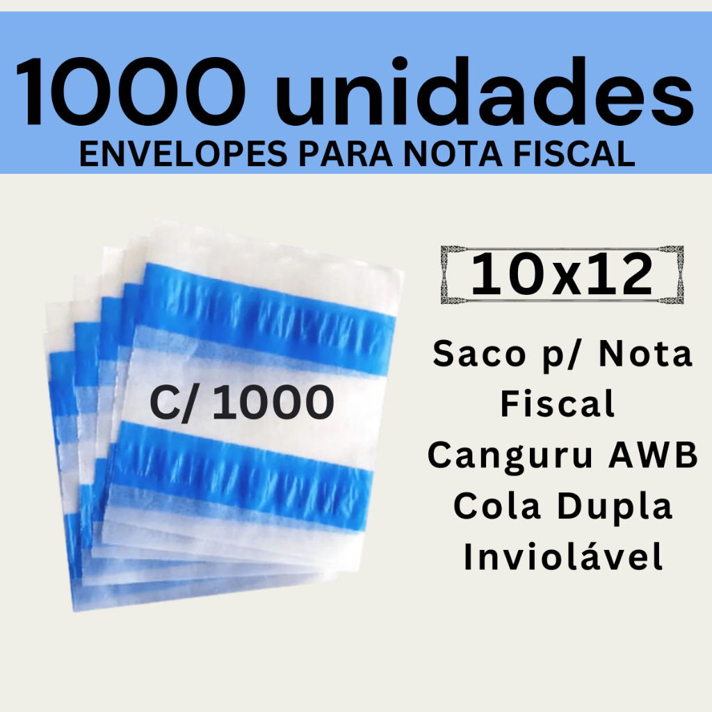 Kit Envelopes Canguru 1000/2000/500 Nota Fiscal 10x12 1000 Uni Awb Danfe Saco Saquinho Para Nota Fiscal Declaração em Oferta na Shopee