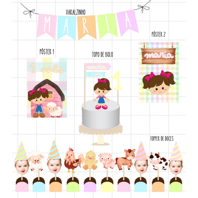 Kit só um bolinho - Fazendinha Candy