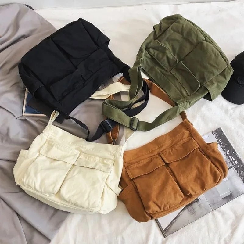 Bolsa carteiro transversal em lona reforçada tiracolo em Oferta na Shopee