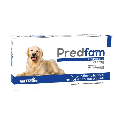 Predfarm 20mg Prednisolona pet cães cartela solta com 10 comprimidos.