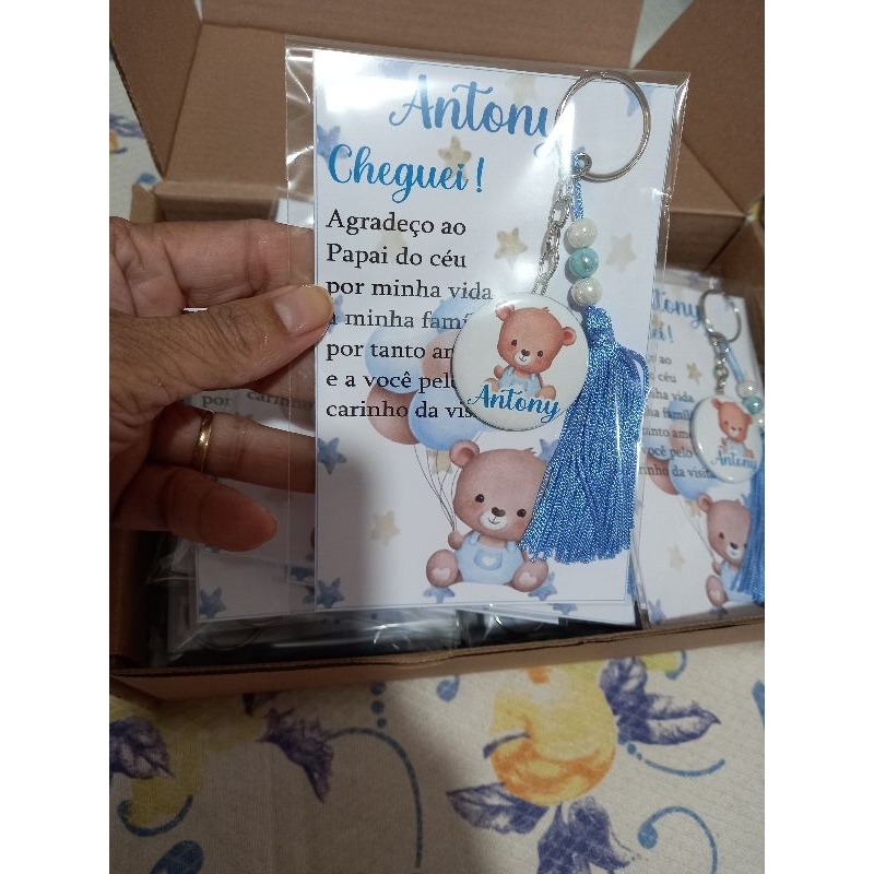 kit 10 chaveiros personalizados para lembrancinha de aniversário, batizado, nascimento, chá de bebê.