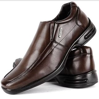 Sapato Social Masculino Elegante Ortopedico Anti-Stress Em Couro Premium Costurado