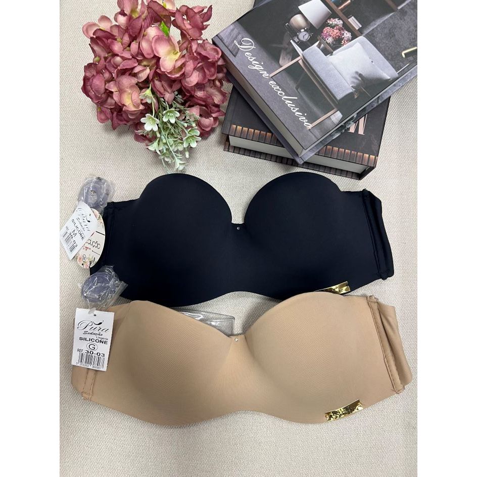 KIT 2 SUTIÃ TOMARA QUE CAIA  REFORÇADO ALÇA REMOVÍVEL LUXO 3 FECHOS SUTIAN FEMININO