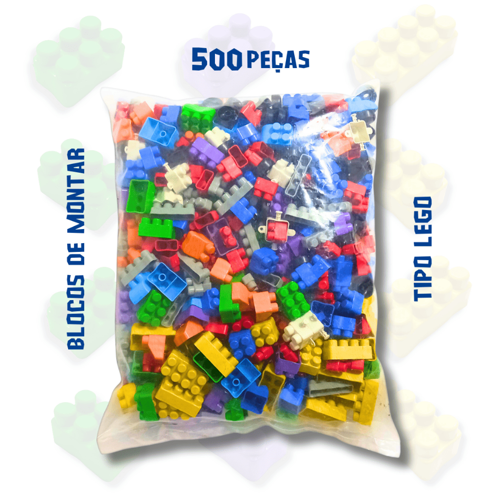 Blocos de Montar 500 Peças Brinquedo Infantil Didatico Bloquinhos de Encaixar Monta Monta Educativo em Oferta na Shopee