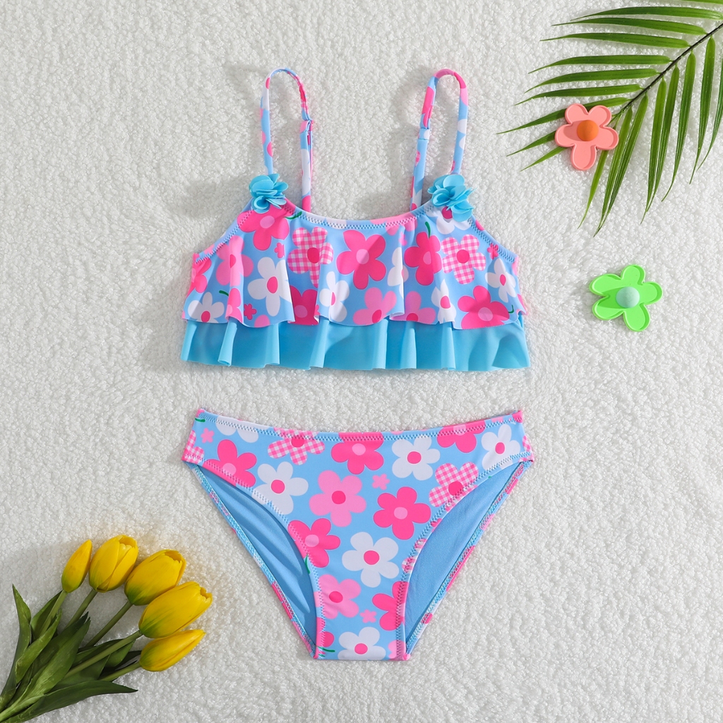 RWX VEST Conjunto Infantil Floral com Babadinhos Delicados I3073