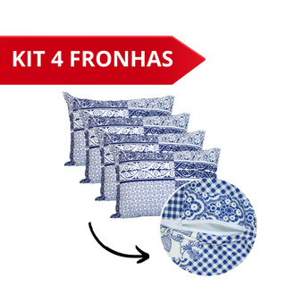 Kit 4 Fronhas Avulsas Malha Estampada 100% Algodão 70x50cm Macias Zíper Oculto Não Desbota Cozzilar em Oferta na Shopee