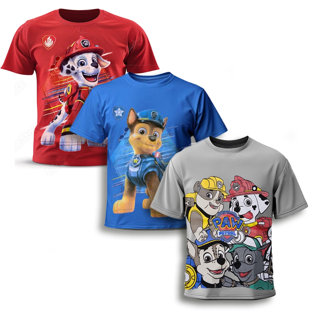 Patrulha Canina - Camiseta Infantil Fantasia Marshall Chase Ruble Rocky