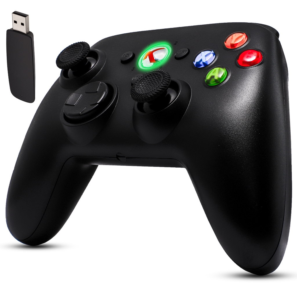 Controle Gamer Wireless 4 Botões Frontais Xbox 360 Wind 7 PC Sem Fio Recarregavel Usb