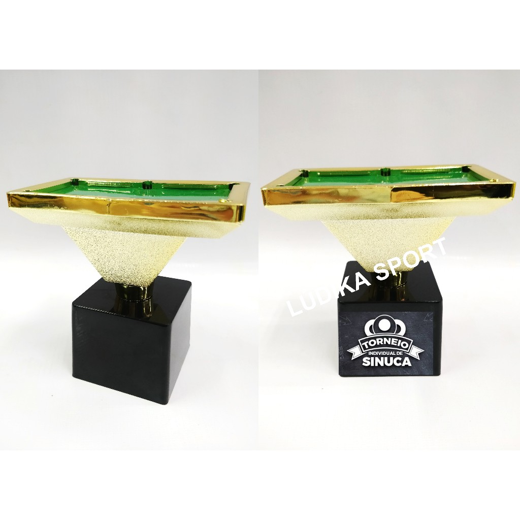 1 a 5 Troféu Sinuca Mesa3D Ouro 12cm BL1 {Personalizo} Bilhar Dupla Tacada Tabelinha Clássico Bola