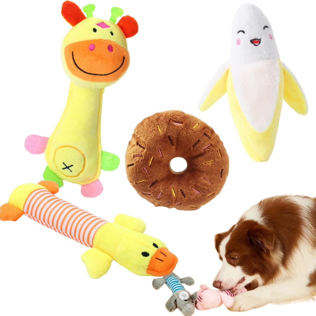 Kit 4 brinquedo mordedor pelucia Pet com barulho cachorro gato em Oferta na Shopee