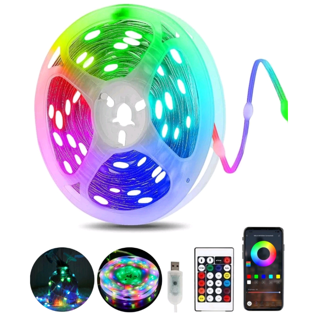 Pisca LED RGB USB + CONTROLE /Controle por aplicativo/A prova d'água /Pisca-Pisca Decoração Natal Ano novo5-20M É bivolt