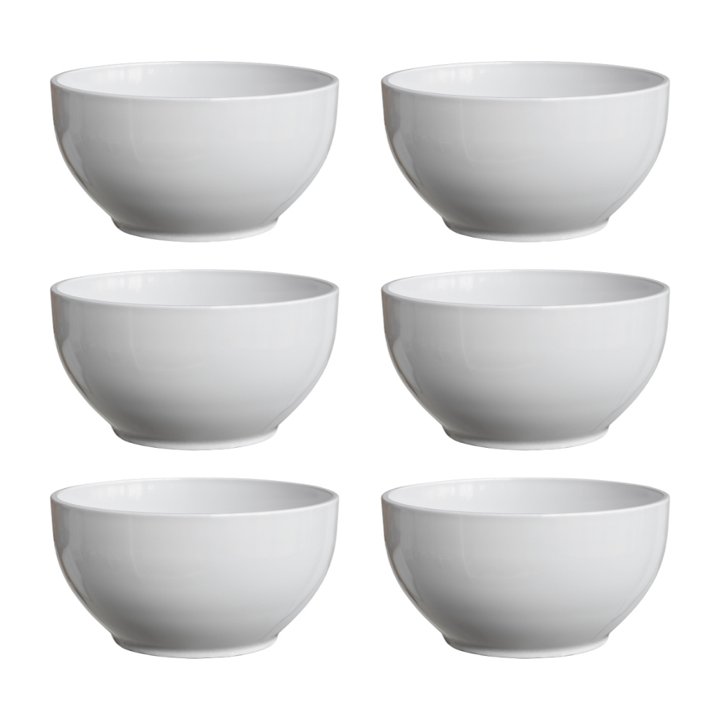 Conjunto 6 Tigelas 440ml Porcelana Branca Para Feijoada Sopa Caldos Acai Restaurante Sorveteria