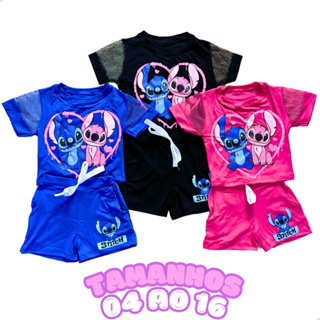 Conjunto Infantil Menina Lilo Stitch Blogueirinha Moda Luxo em Oferta na Shopee
