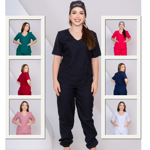 Scrub Feminino Acinturado Jogger Rosê Lavanda Preto Verde Bandeira Pink Vinho em Oferta na Shopee