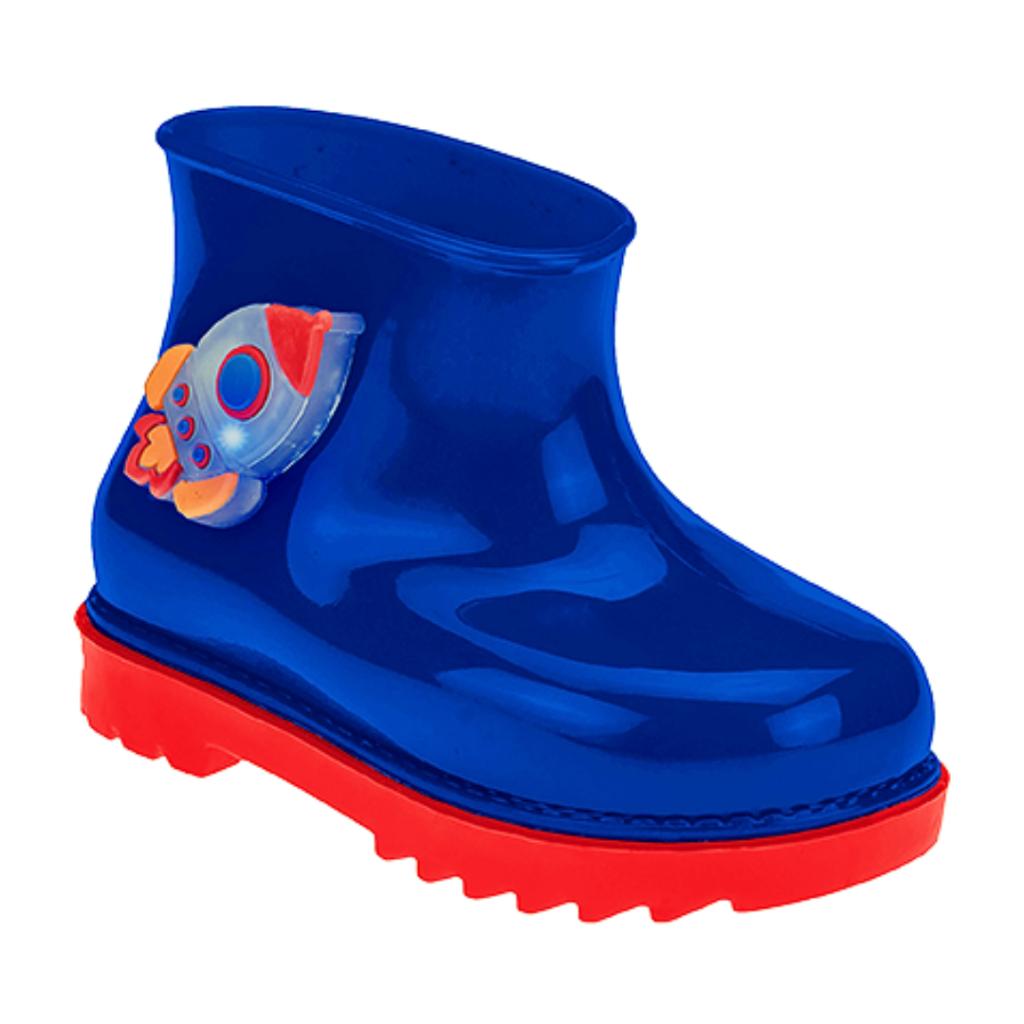 Galocha Infantil Baby Menino Kidy Splash Foguete com LED Azul e Vermelho em Oferta na Shopee