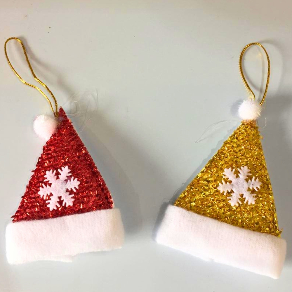 Pendente Natal Gorro Colors C/2 unidades Sortidas 8cm Enfeite Arvore De Natal Decoração Enfeite Natalino Papai Noel