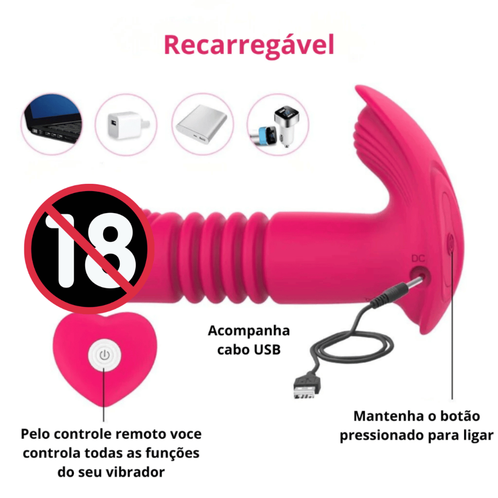 Vibrado de ponto G e Clitóris com Vai e Vem Controle Remoto em Oferta na Shopee