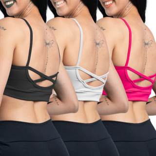 KIT 03 - Top Academia Alcinha Fitness Com Cruzado nas Costas Suplex Power - Costas Xis Top Fitness - Varias Cores em Oferta na Shopee