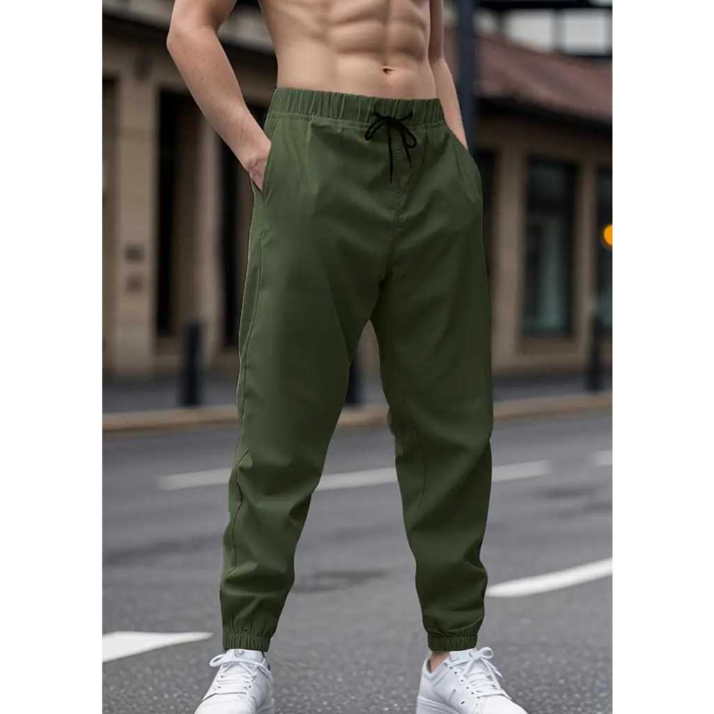 Calça Jogger Masculina Sarja ou jeans 4 bolsos com punhos streetwear