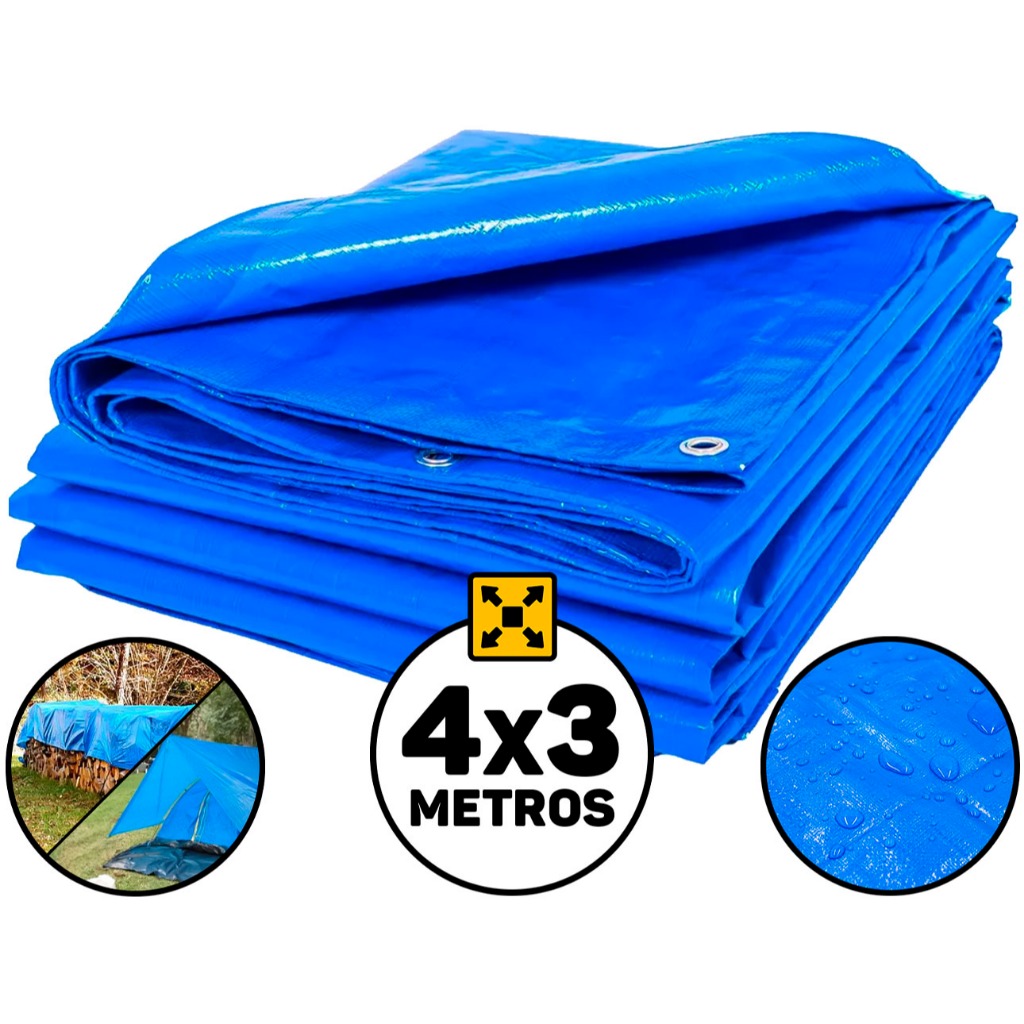 Lona Plástica 100 Micras 4x3 Metros De Proteção Impermeável Cobertura Barraca Piscina Camping Pesca Multiuso em Oferta na Shopee