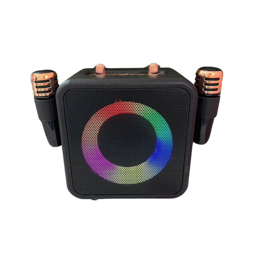 Karaokê Portátil Caixa De Som C/ Dois Microfones Bluetooth 0329