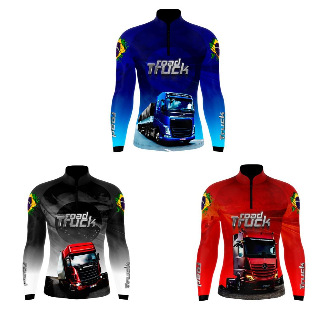 Kit de 3 camisetas camisas caminhões caminhoneiro com Proteção Uv50+ em Oferta na Shopee