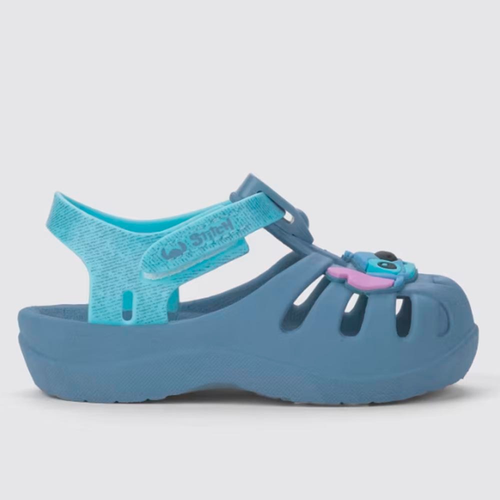Sandália Aranha Grendene Infantil Baby Disney Magic Stitch Azul Com Velcro Oficial Primeiros Passos
