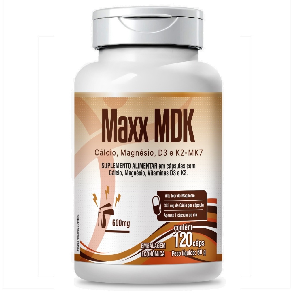 Maxx Mdk 120 Cápsulas Magnésio Vitamina D3 Vitamina K2 Cálcio 1 ao dia em Oferta na Shopee
