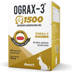 Ograx 3 1500mg Avert 30 Cápsulas Ômega 3 para Cachorro Gato