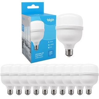 Kit 10 Lâmpadas Super Bulbo Alta Potência Led 50w 6500k - Elgin