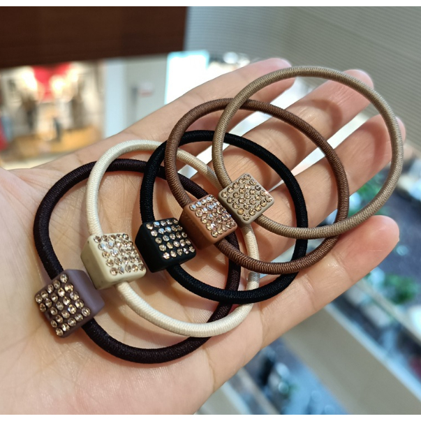 Rabico de cabelo com strass/alta elasticidade, acessórios de cabelo simples