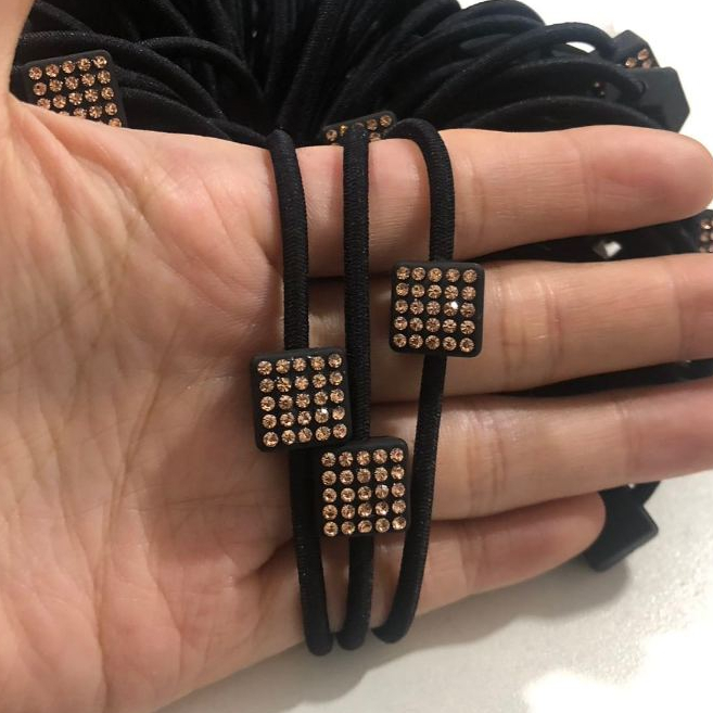 Rabico de cabelo com strass/alta elasticidade, acessórios de cabelo simples