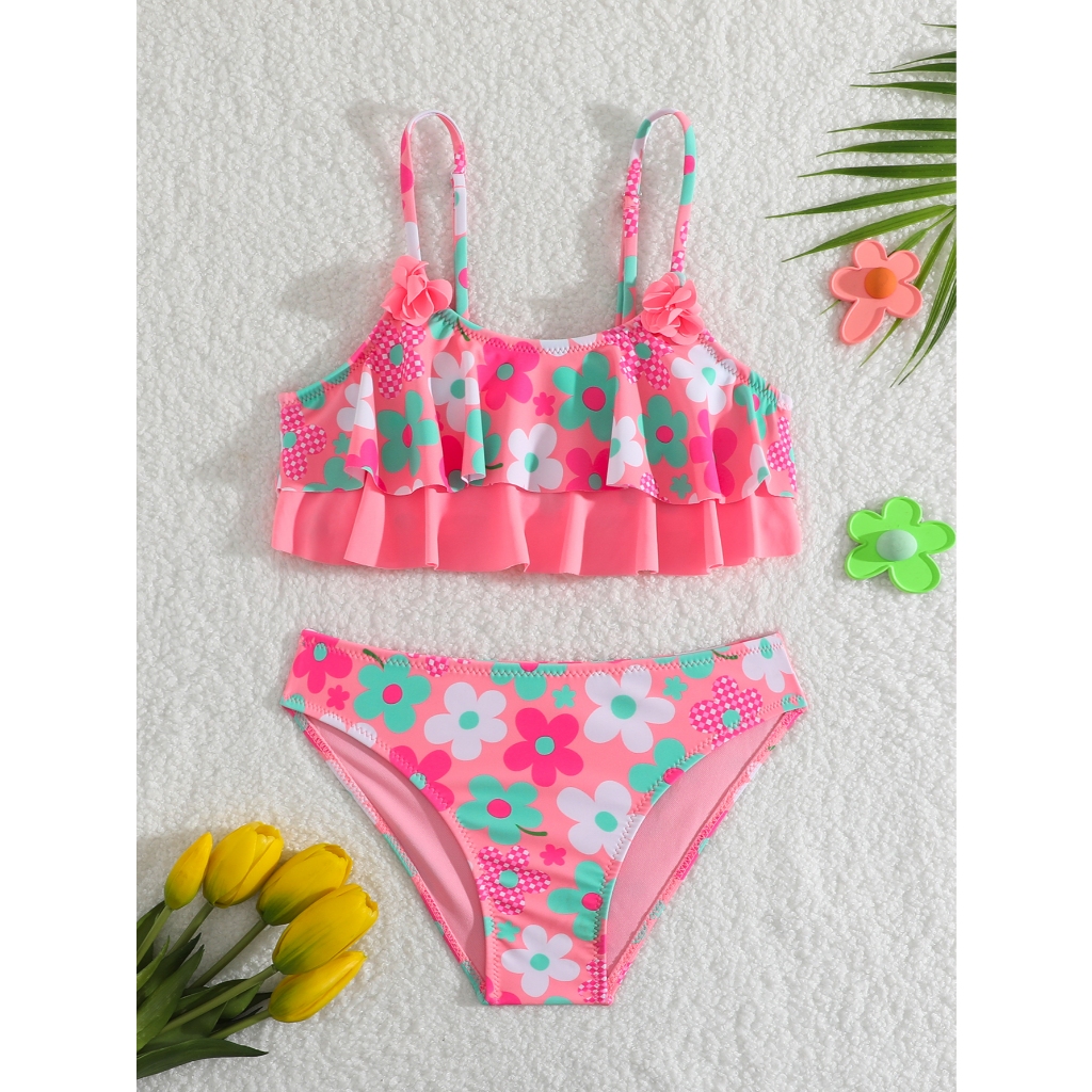 WD VEST Conjunto Infantil Floral com Babadinhos Delicados I3073