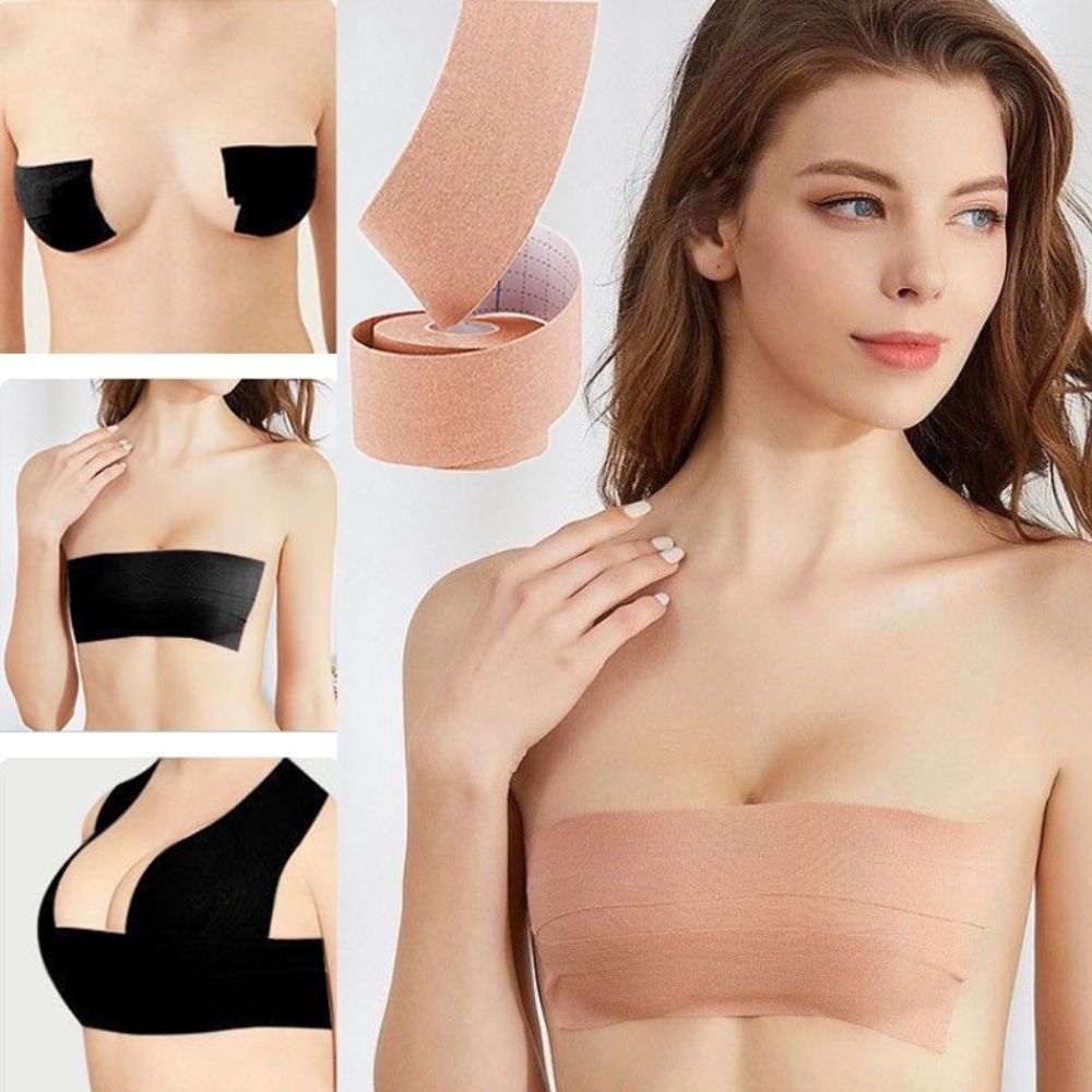 Adesicos para levantar o peito Sutiã Rolo Adesivo + Sutiã Adesivo Pushup + Adesivos mamilo + protetor de mamilo