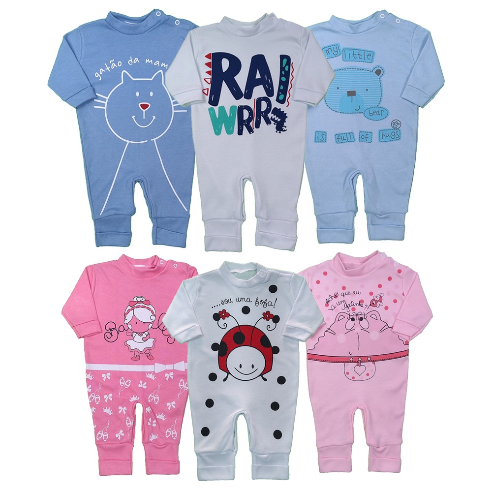 Body Macacão Bebê Estampado Inverno Enxoval Recém Nascido