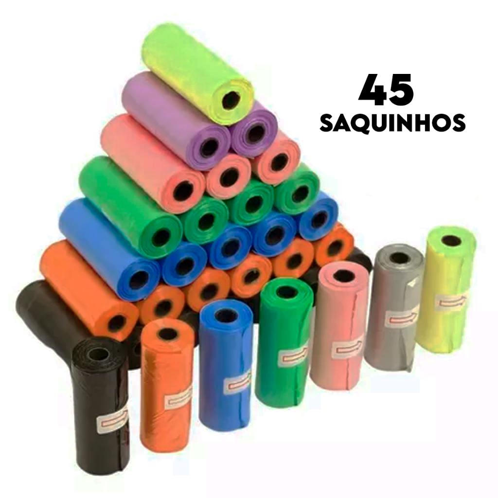 Refil Cata Caca Pet Cachorro e Gato Saco Higiênico 3 unidades 15 saquinhos total 45 Saquinhos
