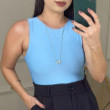 Blusa Regata Feminina Alça Larga Grossa Blusinha em Suplex Com Forro Duplo Tecido Não esquenta