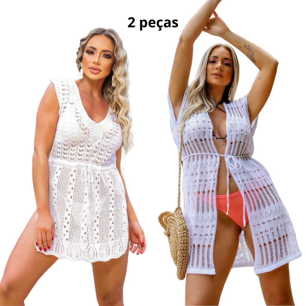 Kit Saida de Praia Curta + Saida Praia Regata Curta Tricot