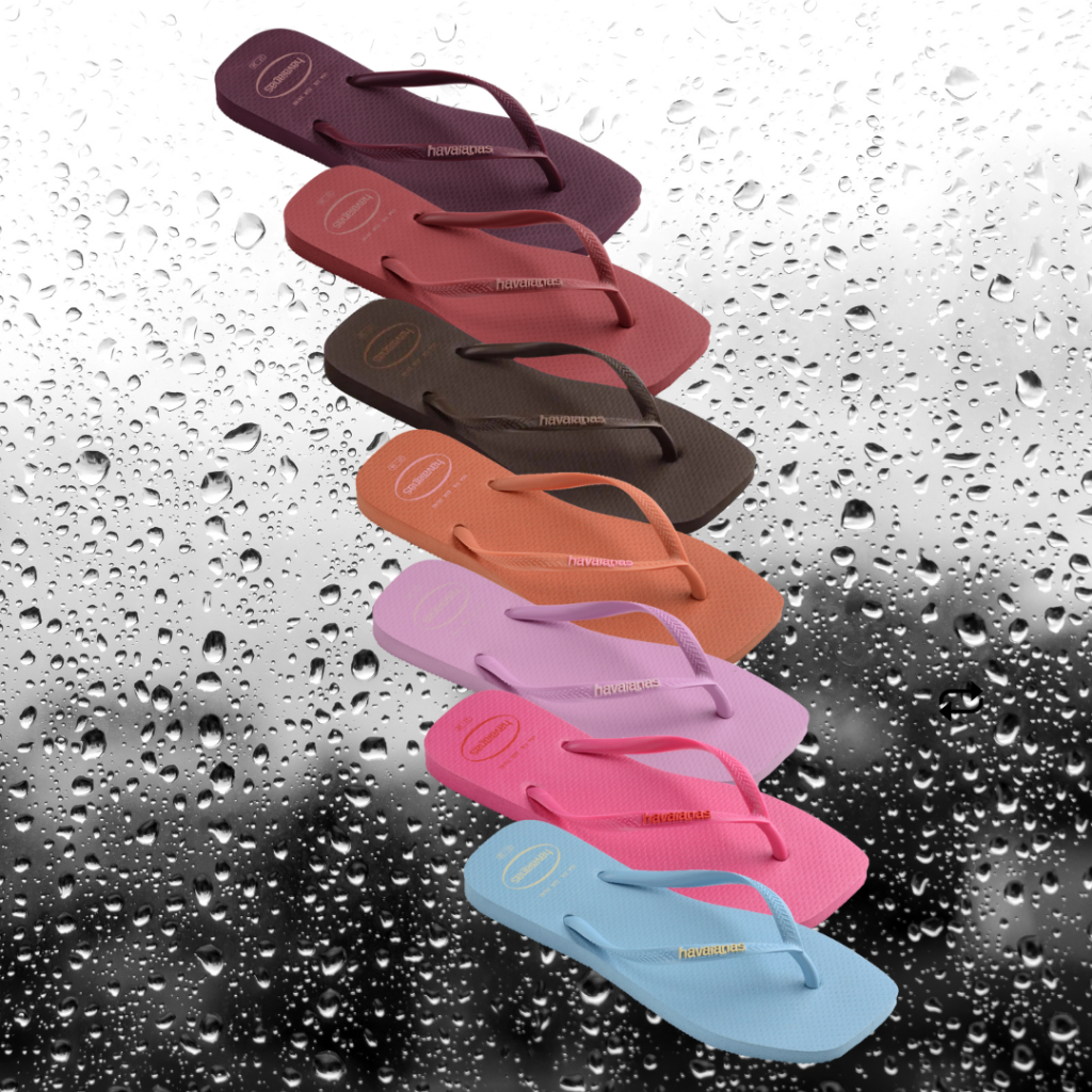 Chinelo Havaianas Feminino Original ® Slim Square Logo Pop Up Ponta Quadrada