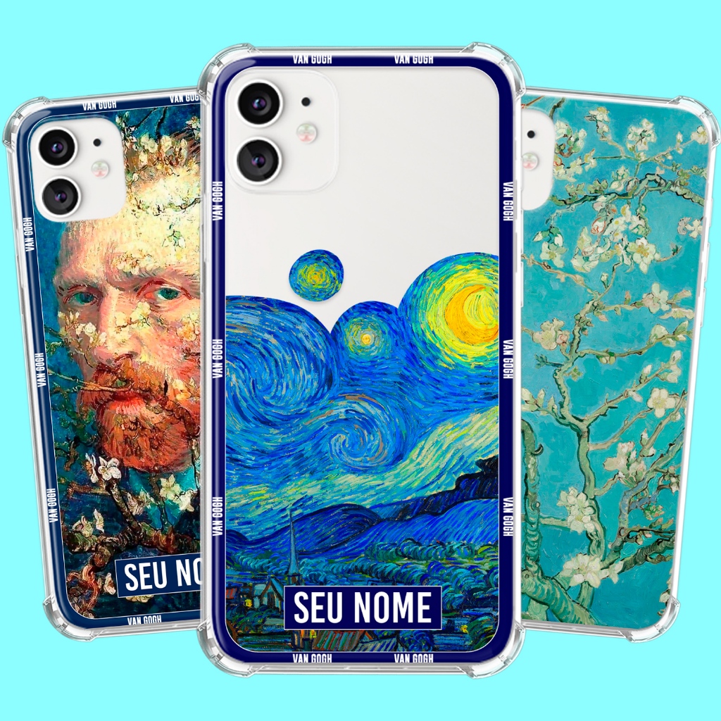 Capa Capinha Personalizada de celular Anti-impacto com nome Van Gogh