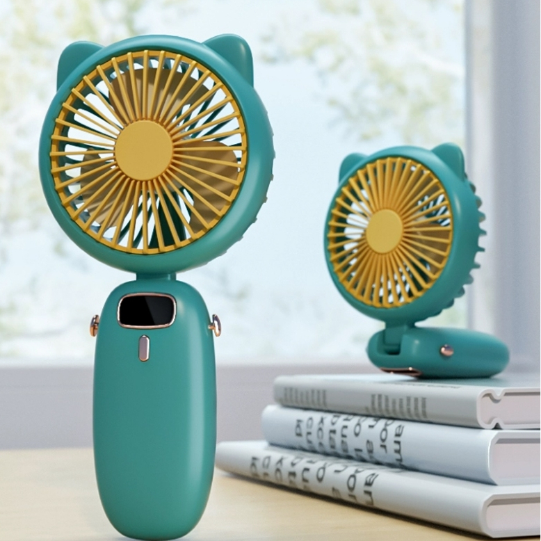 Mini Ventilador Elétrico Portátil Com tela LED USB Recarregável De 5 Velocidades