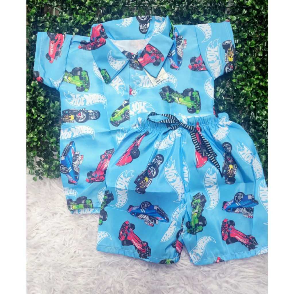 Conjunto Mauricinho camisa social com shorts Tema Hotweels ( pronta entrega ) envio imediato meninos infantil